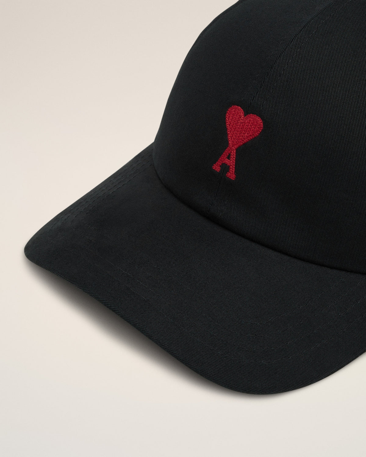 Black Cotton Gabardine Ami De Coeur Embroidery Cap
