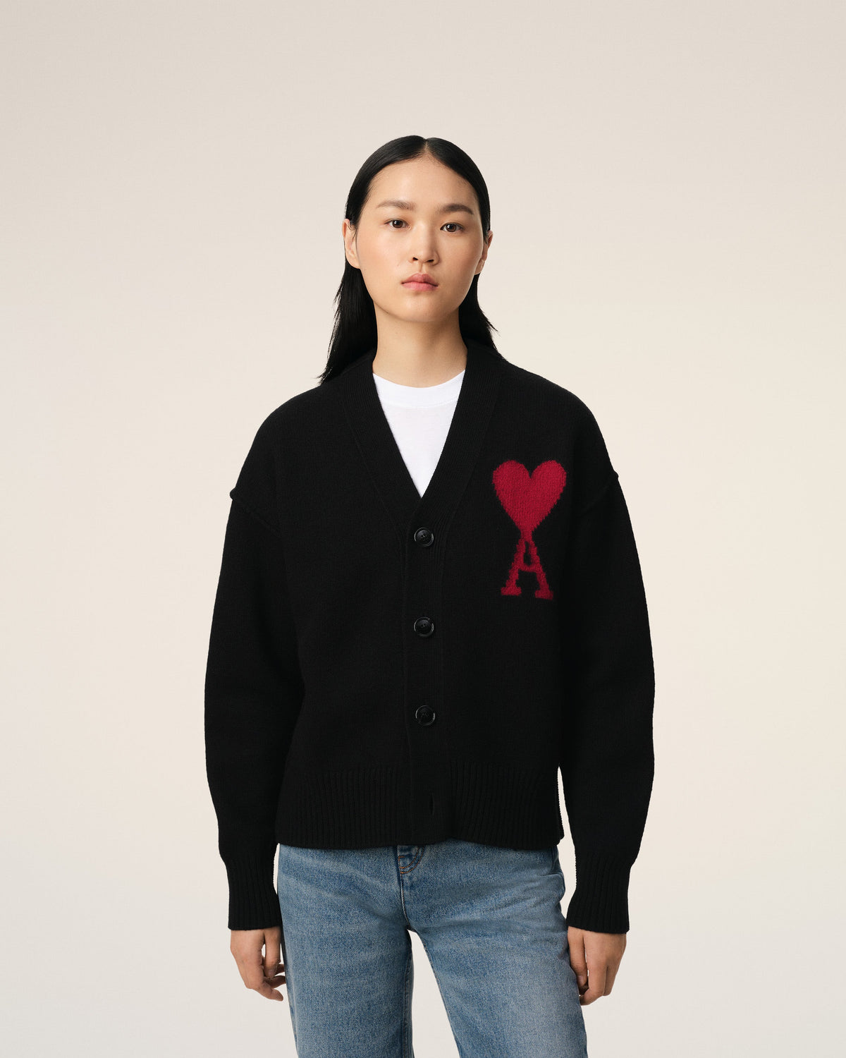 Black Wool Ami de Coeur Cardigan