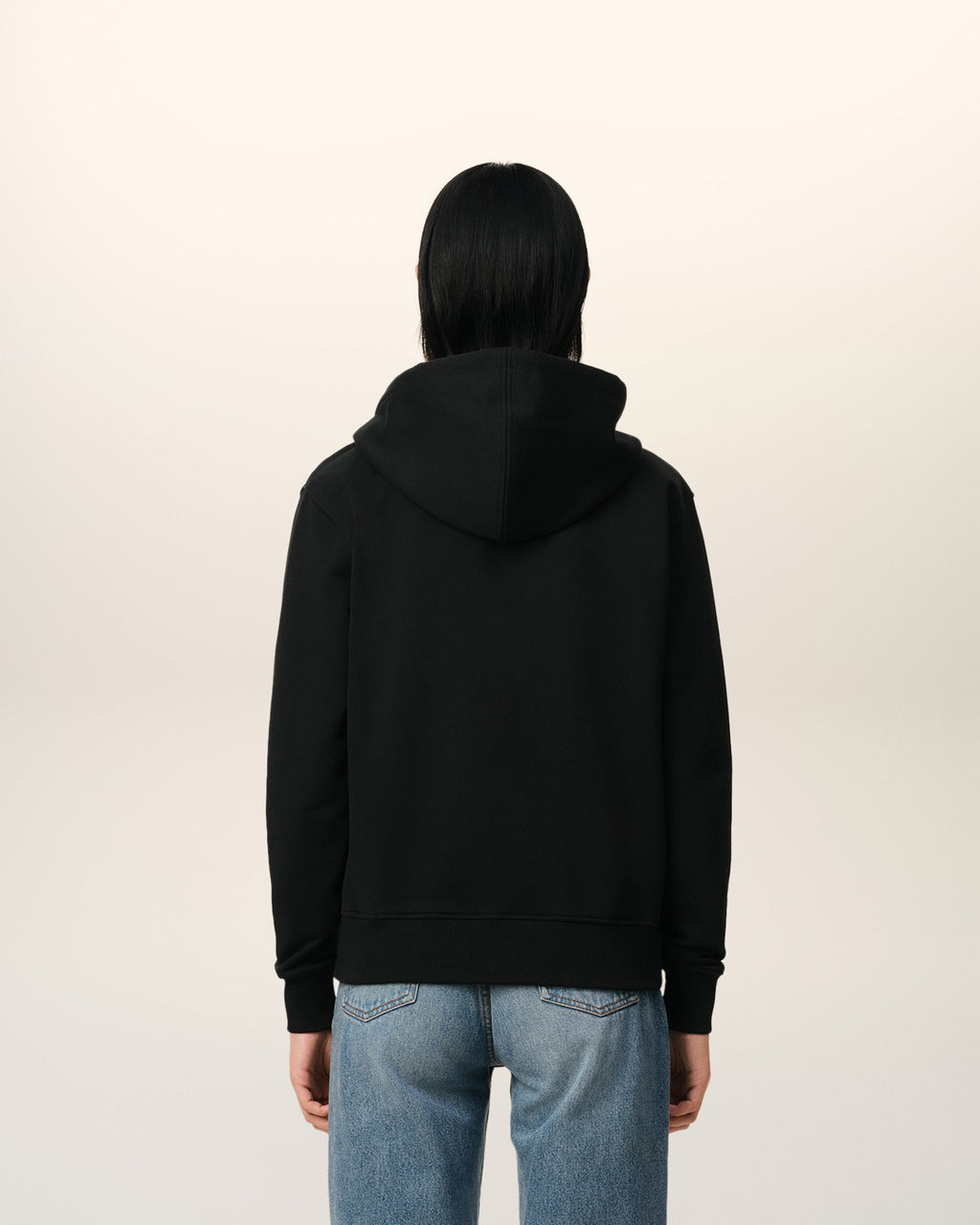 Black Organic Cotton Ami De Coeur Zipped Hoodie