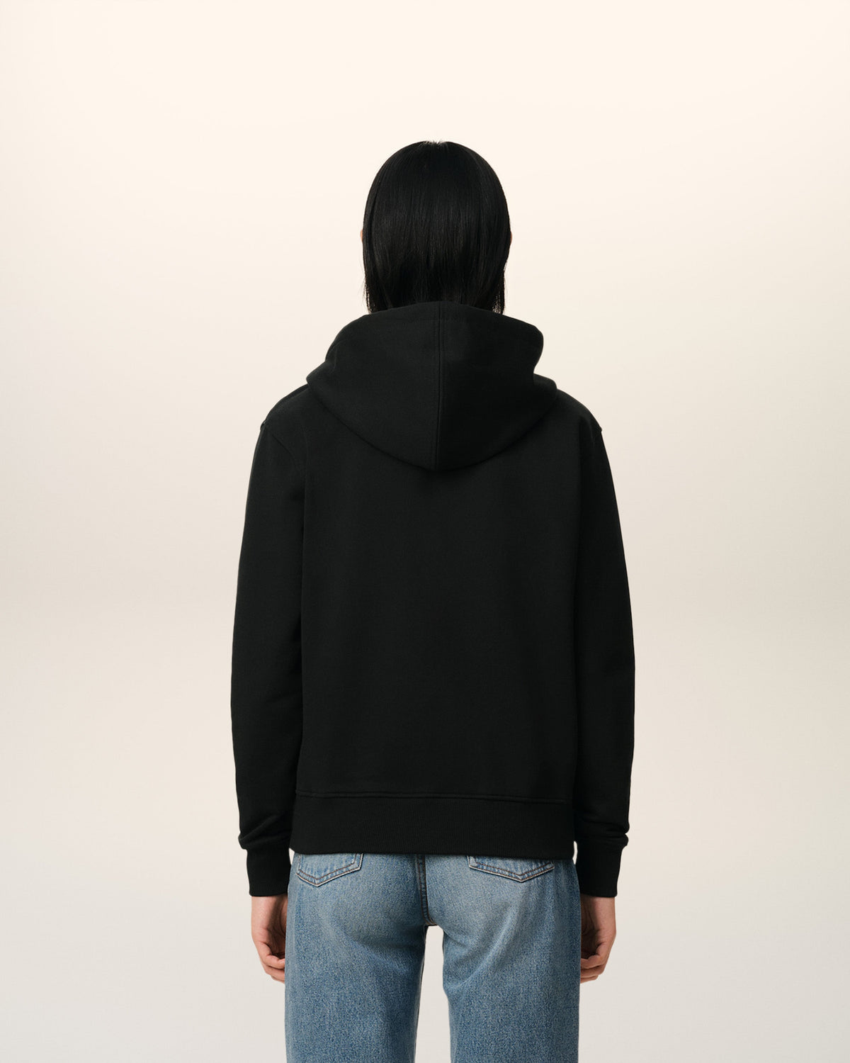 Black Organic Cotton Ami De Coeur Zipped Hoodie