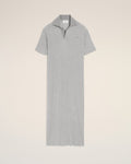 Grey Cotton Short Sleeve Long Polo Dress