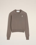 Beige Wool Ami de Coeur Crew Neck Sweater