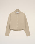 Beige Cotton Cropped Embossed Ami De Coeur Shirt