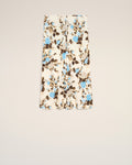 Blue Flower Printed  Raw Edges Details Midi Skirt