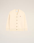 White cotton and wool cardigan with Ami de Coeur arrow