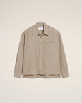 Beige Wool Long Sleeve Camp Collar Overshirt