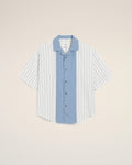 White And Blue Cotton Short Sleeve Boxy Shirt