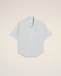 Blue Cotton Camp Collar Short Sleeves Shirt