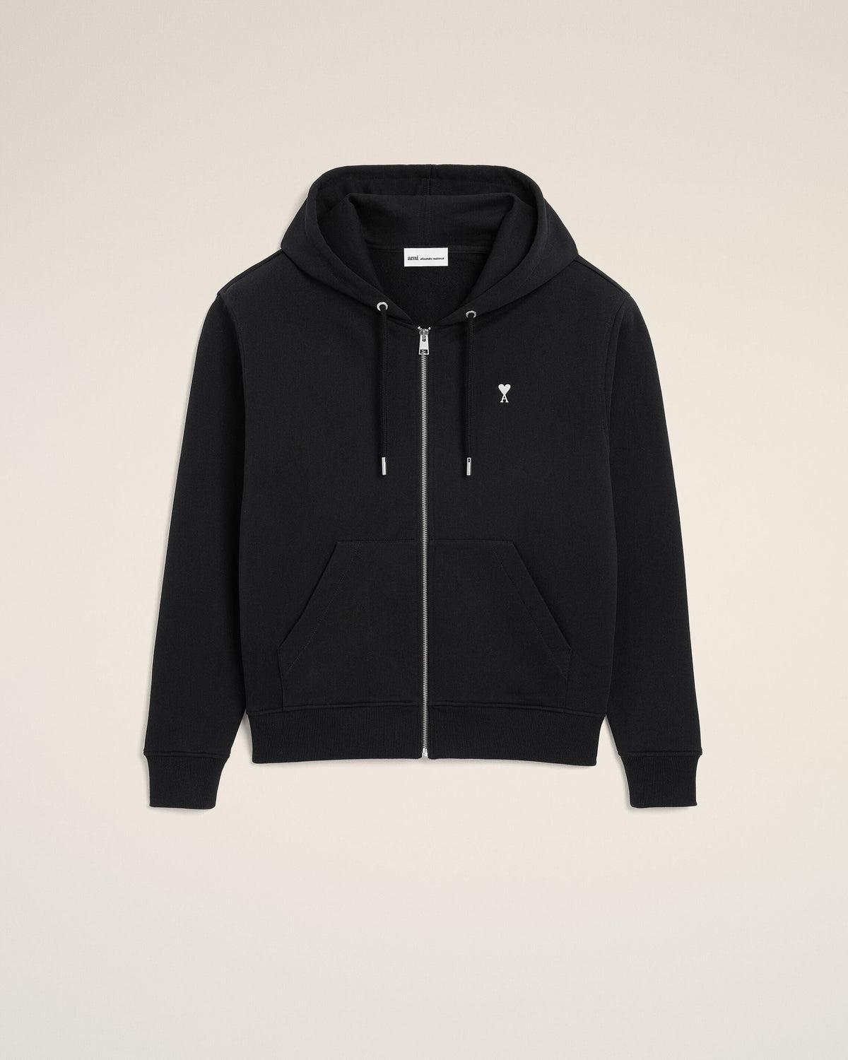 Black Cotton Ami De Coeur Zipped Hoodie
