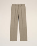 Beige Wool Straight Fit Trousers