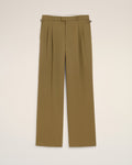Green Wool Low Waist Wide Trousers