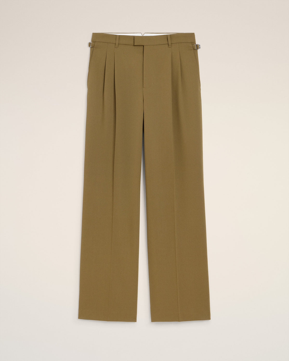 Green Wool Low Waist Wide Trousers