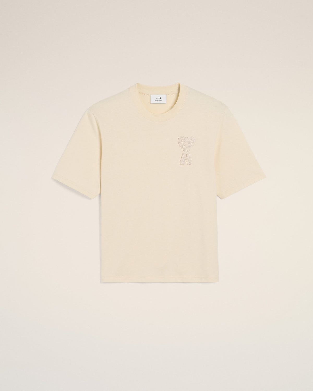 Beige Cotton Ami de Coeur Patch T-Shirt