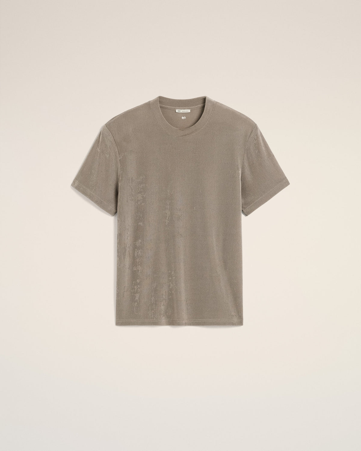 Beige Rib Jersey Short Sleeve T-Shirt