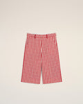 Plaid Red Wool Wide Bermuda