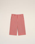 Plaid Red Wool Wide Bermuda