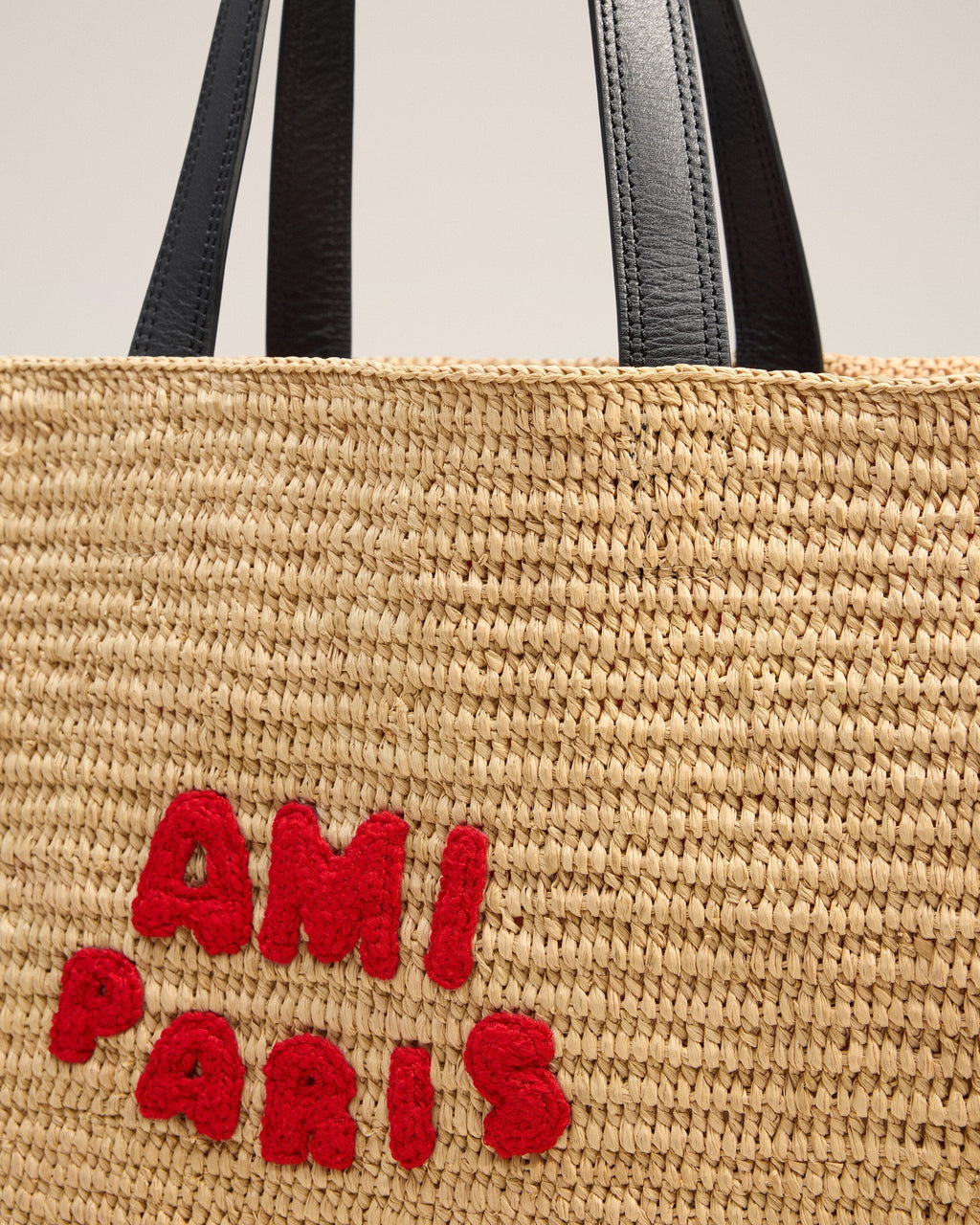 Beige Natural Raffia AMI Paris Tote Bag
