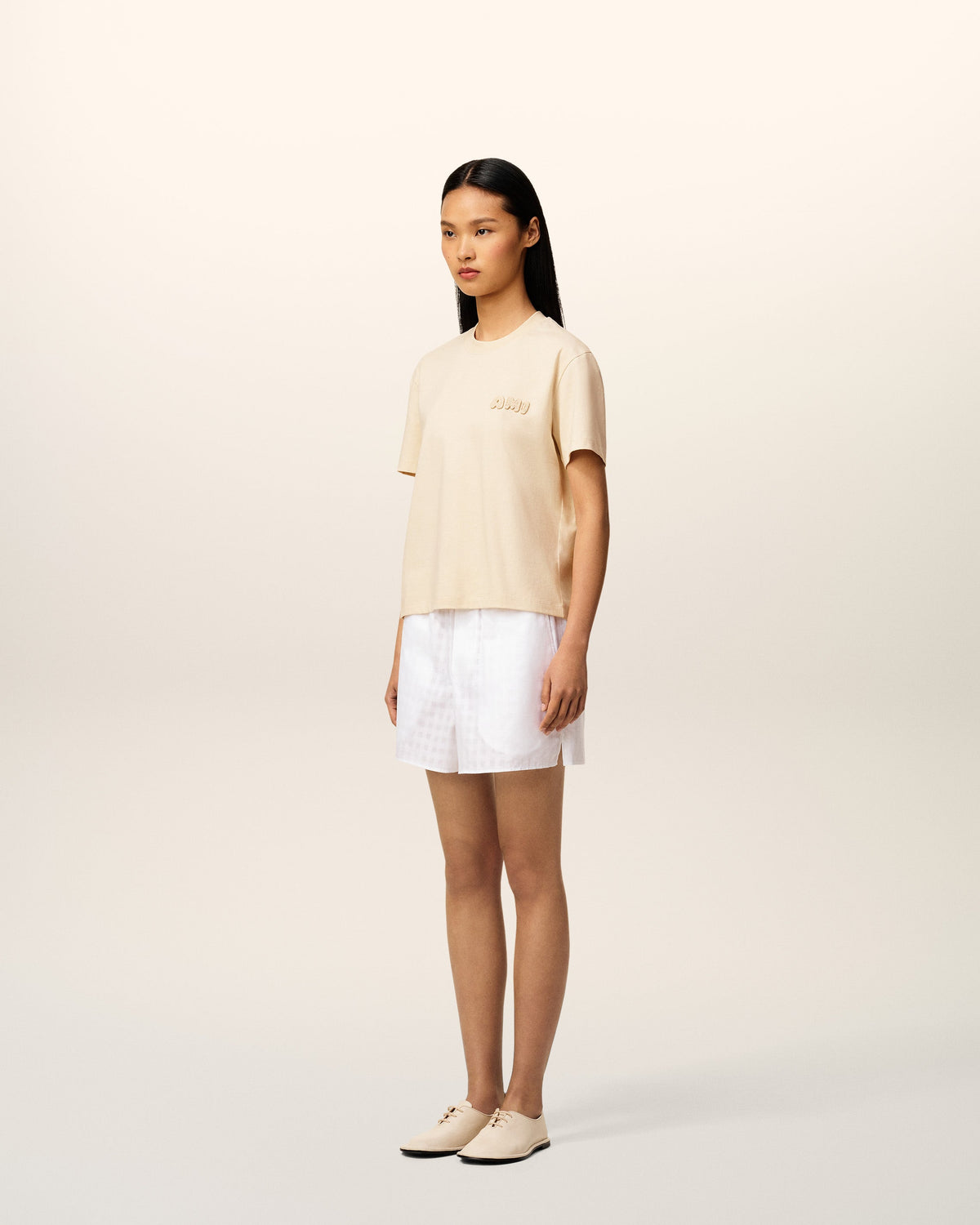 Beige Cotton Ami Patch T-Shirt