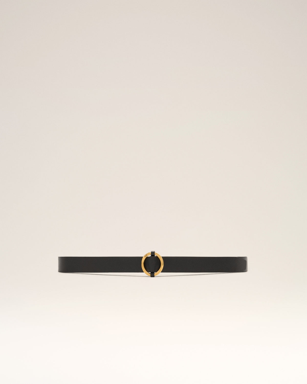 Black Leather Ami Round Buckle Belt