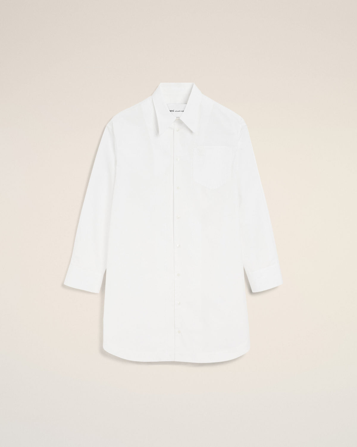 White Cotton Ami De Coeur Wide Shirt Dress