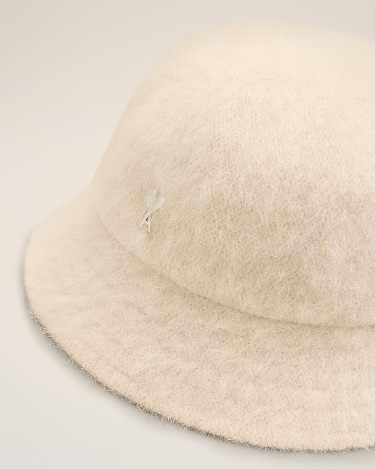 White Wool Ami de Coeur Stud Bucket Hat