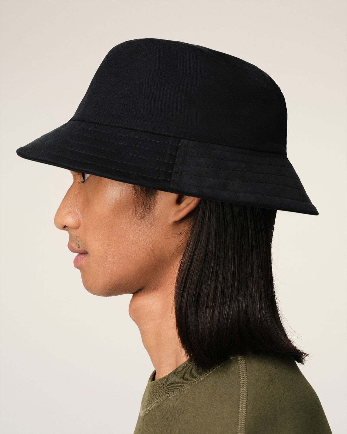 Black Cotton Ami de Coeur Embroidery Bucket Hat