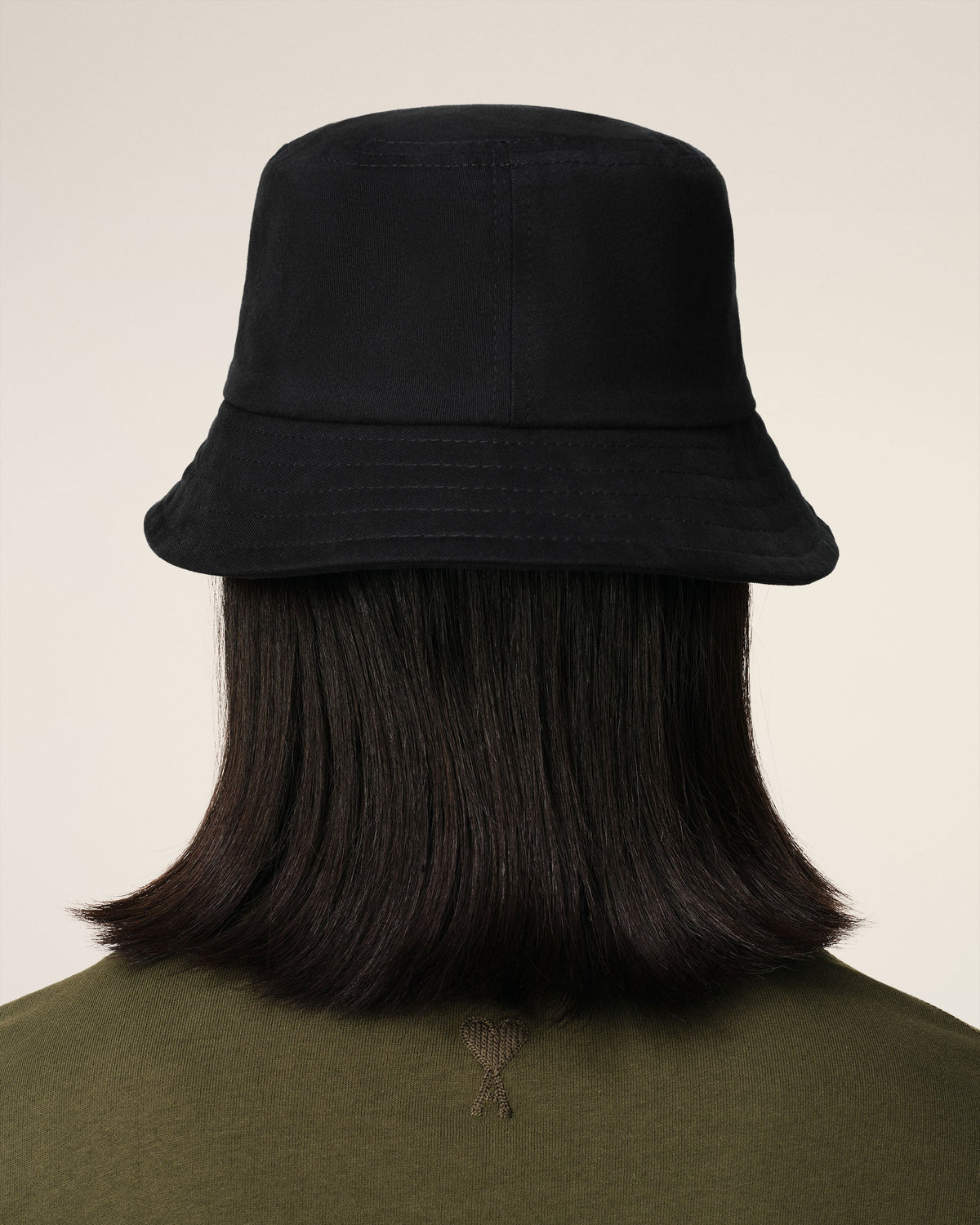 Black Cotton Ami de Coeur Embroidery Bucket Hat