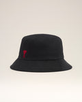 Black Cotton Ami de Coeur Embroidery Bucket Hat