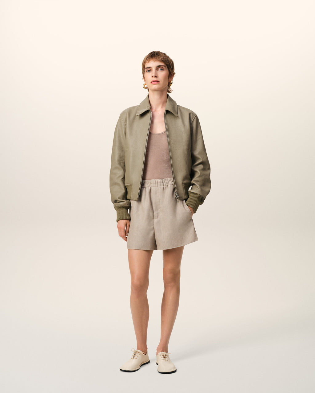 Green Leather Zipped Jacket