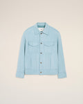 Blue Leather Trucker Jacket