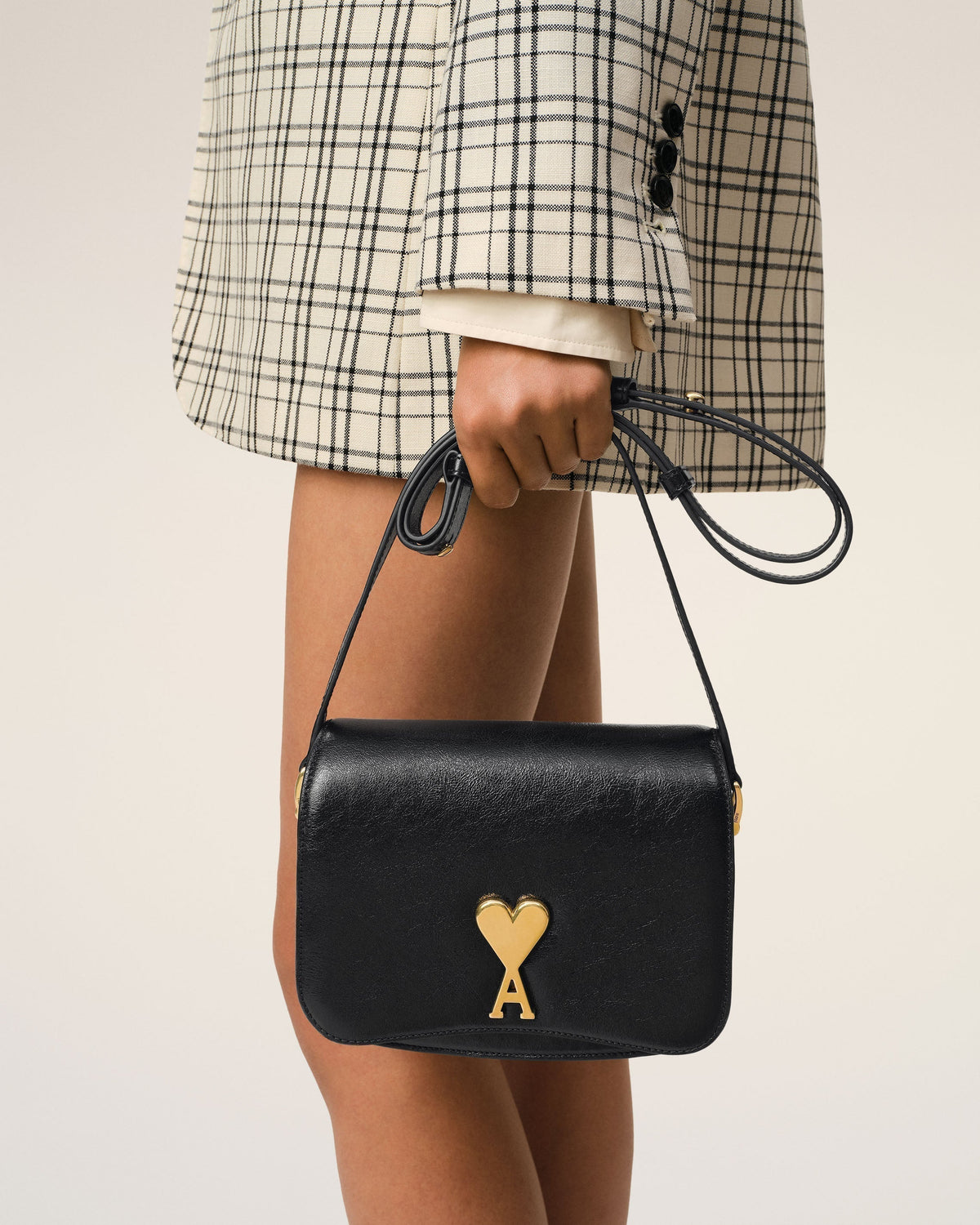 Black Leather Paris Paris  Bag