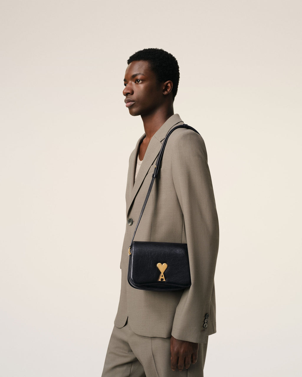 Black Leather Paris Paris  Bag