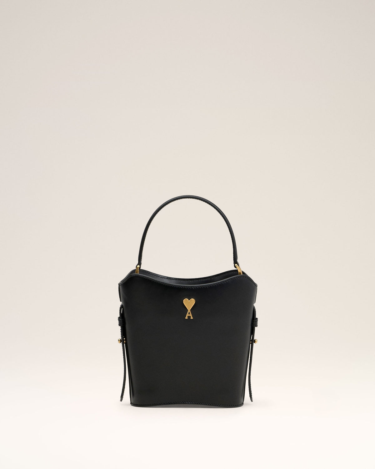 Black Leather Mini Paris Paris Bucket Bag