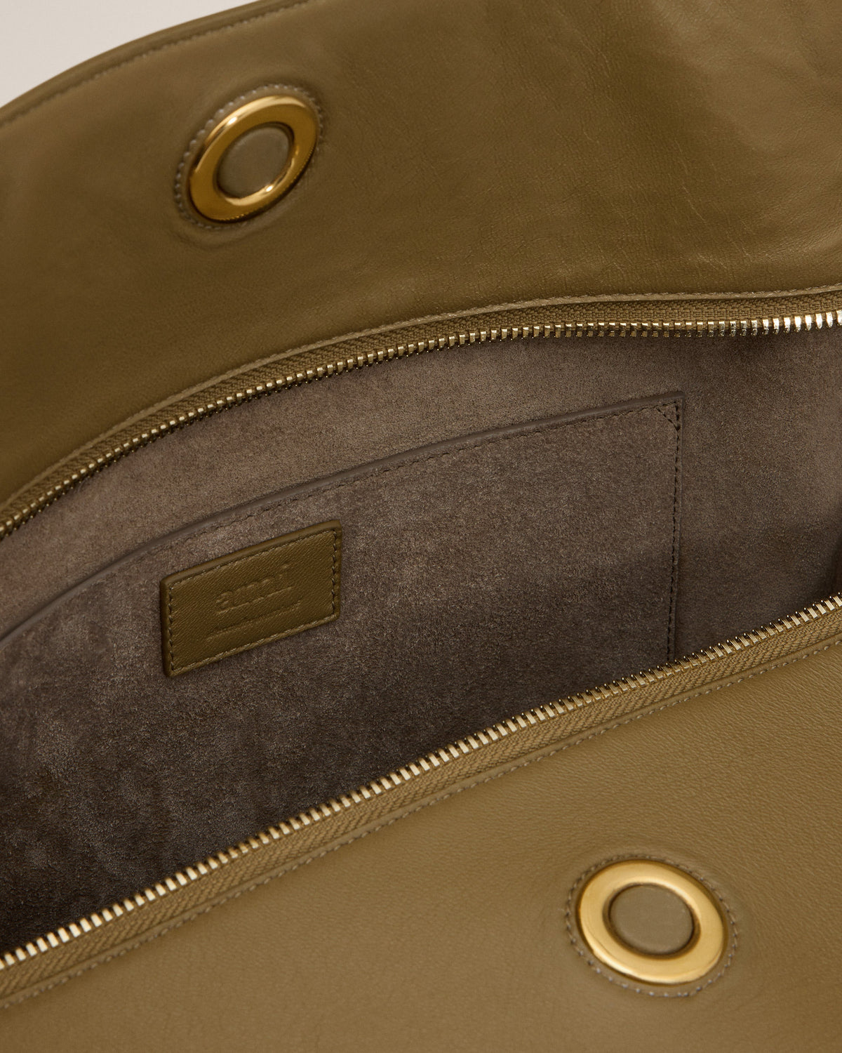 Khaki Leather Large Carrousel Bag