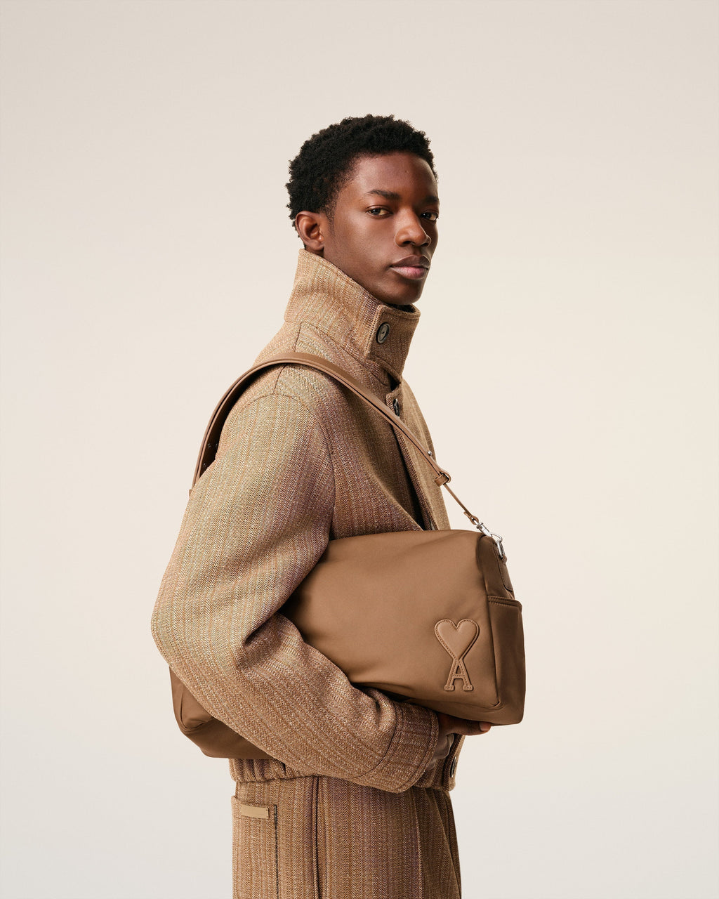 Brown Nylon Canvas Marcel Large Bag