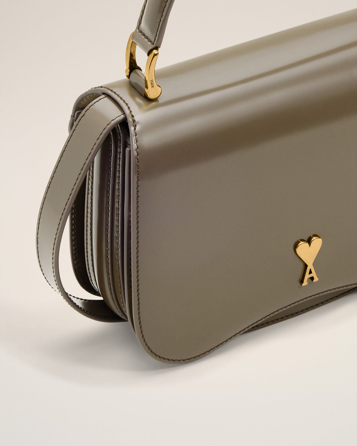 Grey Glazed Leather Top Handle Paris Paris Bag