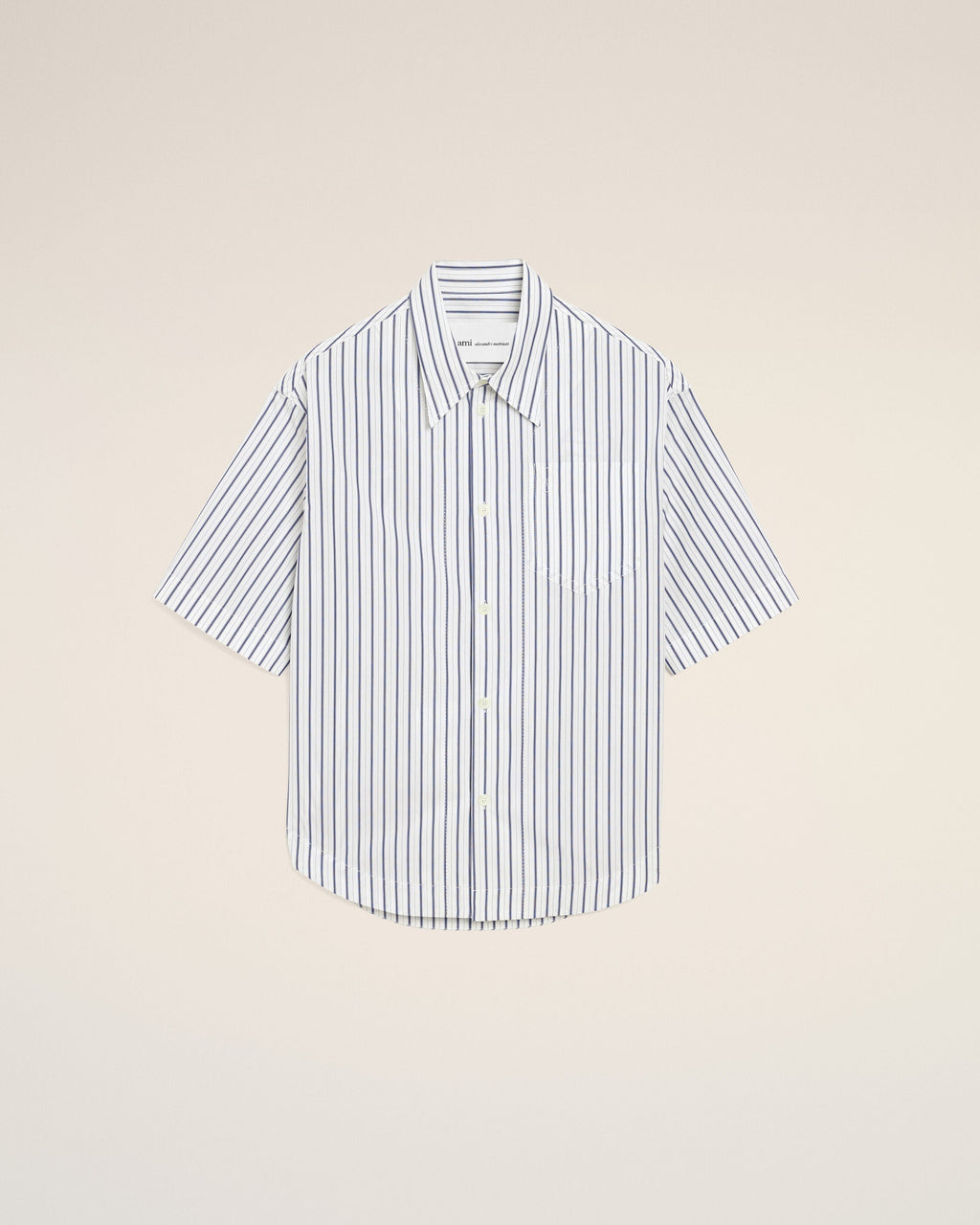 White Striped Cotton Short Sleeve Ami De Coeur Wide Shirt