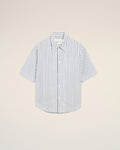White Striped Cotton Short Sleeve Ami De Coeur Wide Shirt