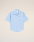Blue boxy cotton short-sleeve shirt with Ami de Coeur tulip