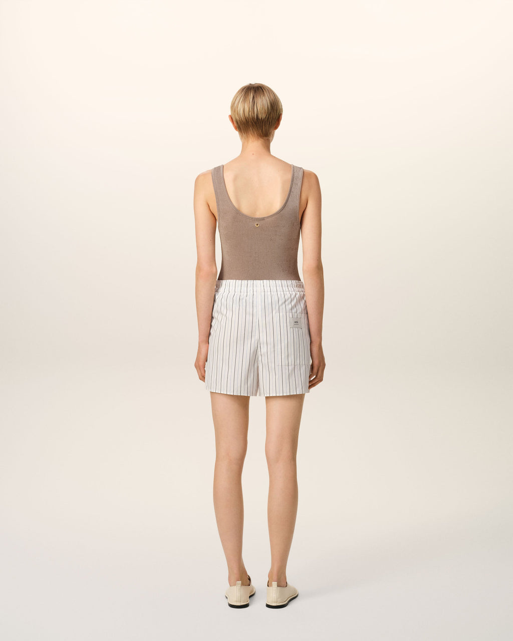 White And Blue Cotton Elasticated Short