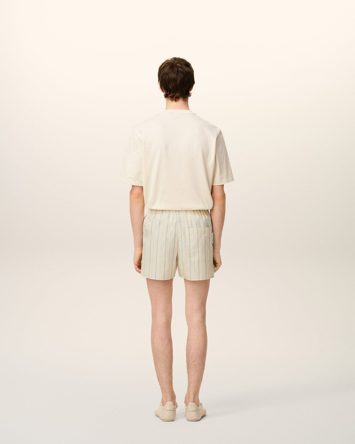 Beige Cotton Striped Short
