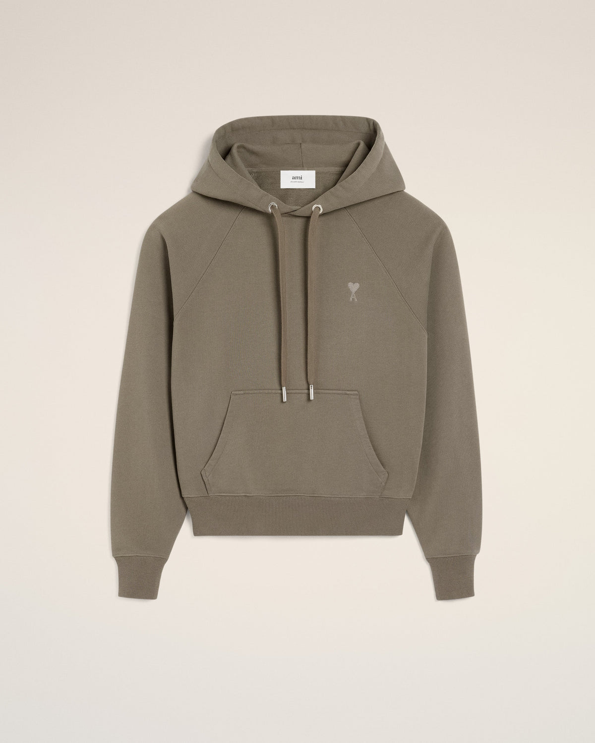 Taupe Cotton Tonal Ami de Coeur Hoodie