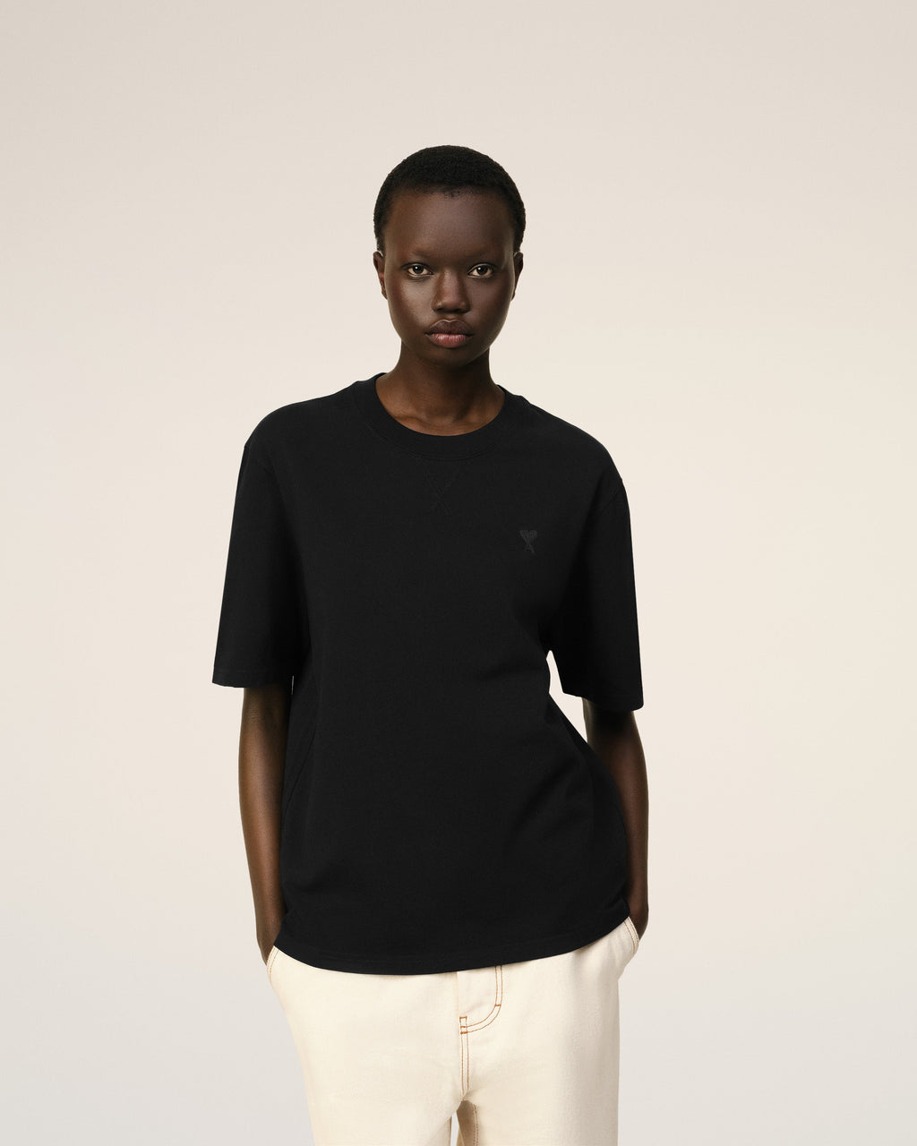Black Cotton Ami de Coeur T-shirt