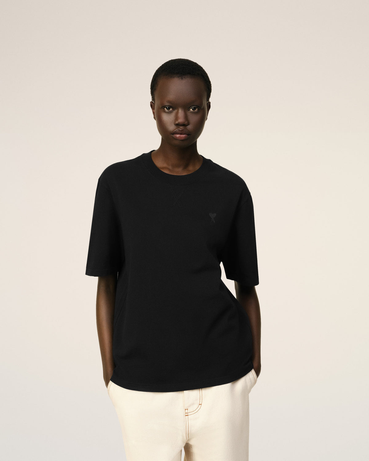 Black Cotton Ami de Coeur T-shirt