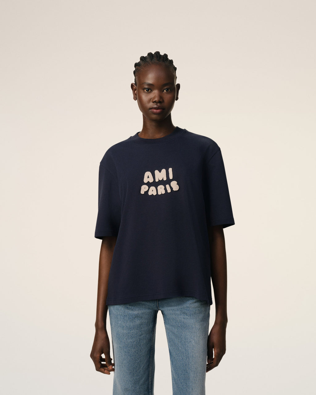 Navy Cotton Ami Paris Patch T-Shirt