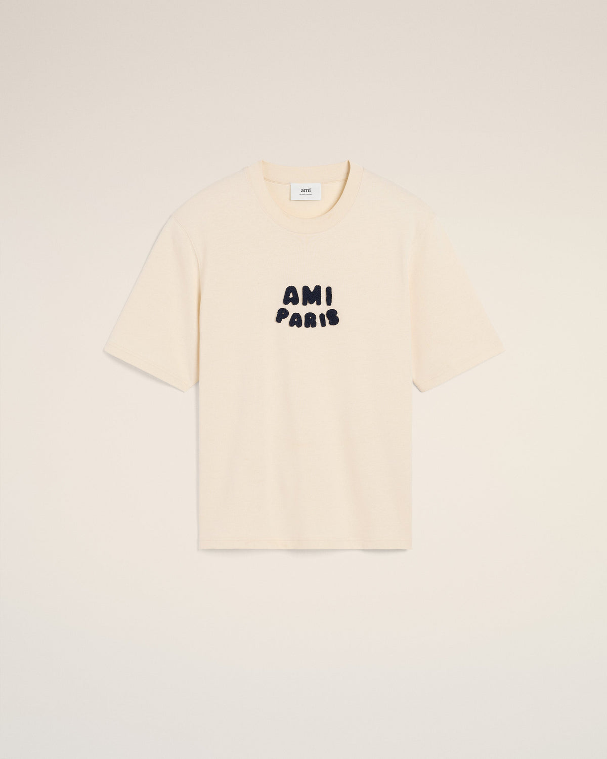 Beige Cotton Ami Paris Patch T-Shirt