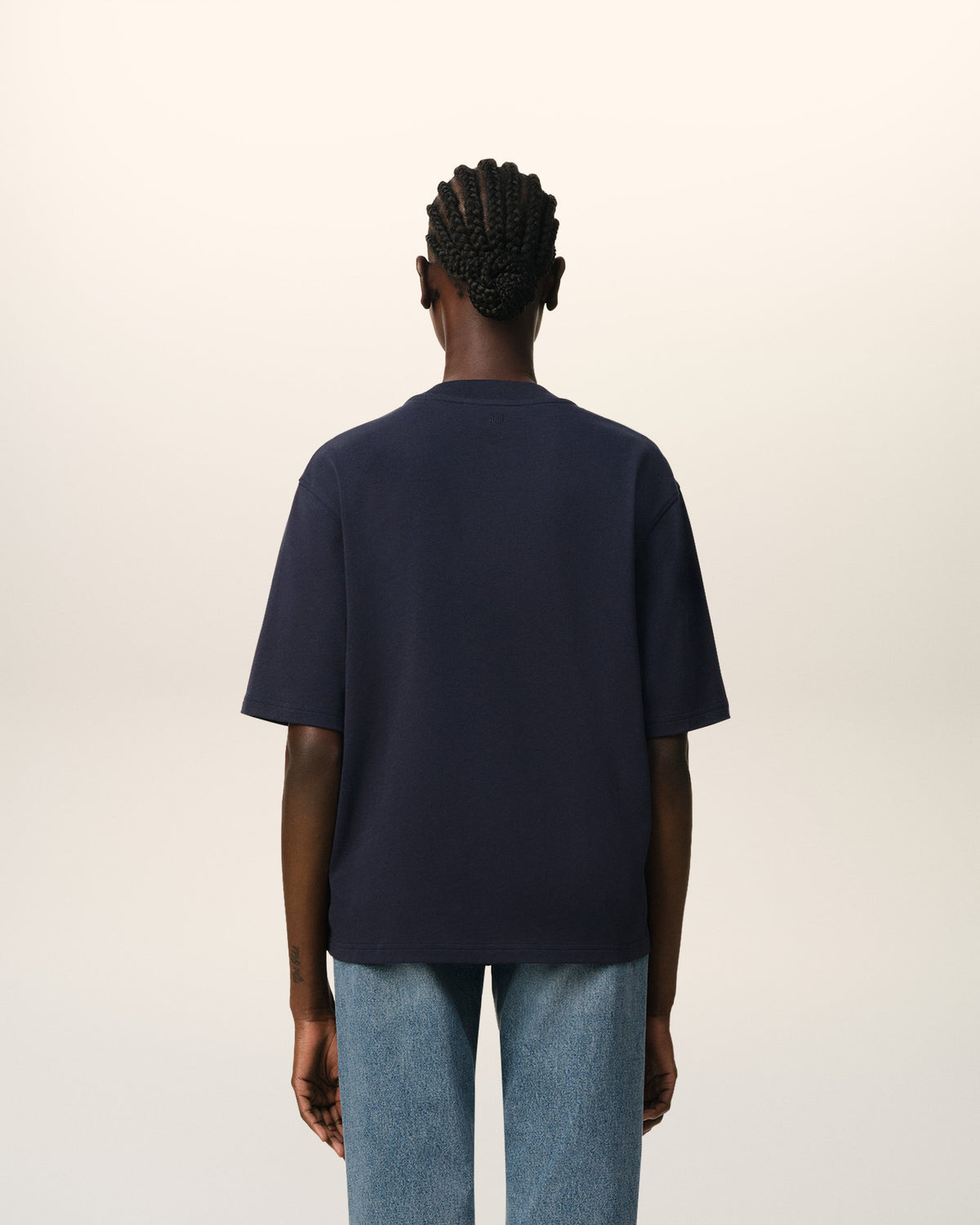 Navy Cotton Ami Paris Patch T-Shirt