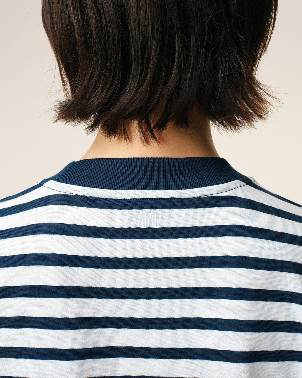 Blue Cotton Boxy Fit Mariniere Ami De Coeur T-shirt
